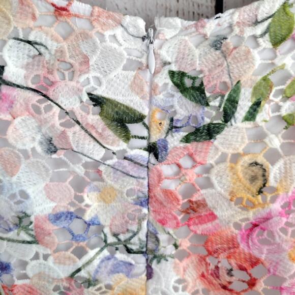 Boston Proper NEW Garden Floral Lace Fitted Bodice Puff Slv V-Neck Blouse Medium - Picture 10 of 15